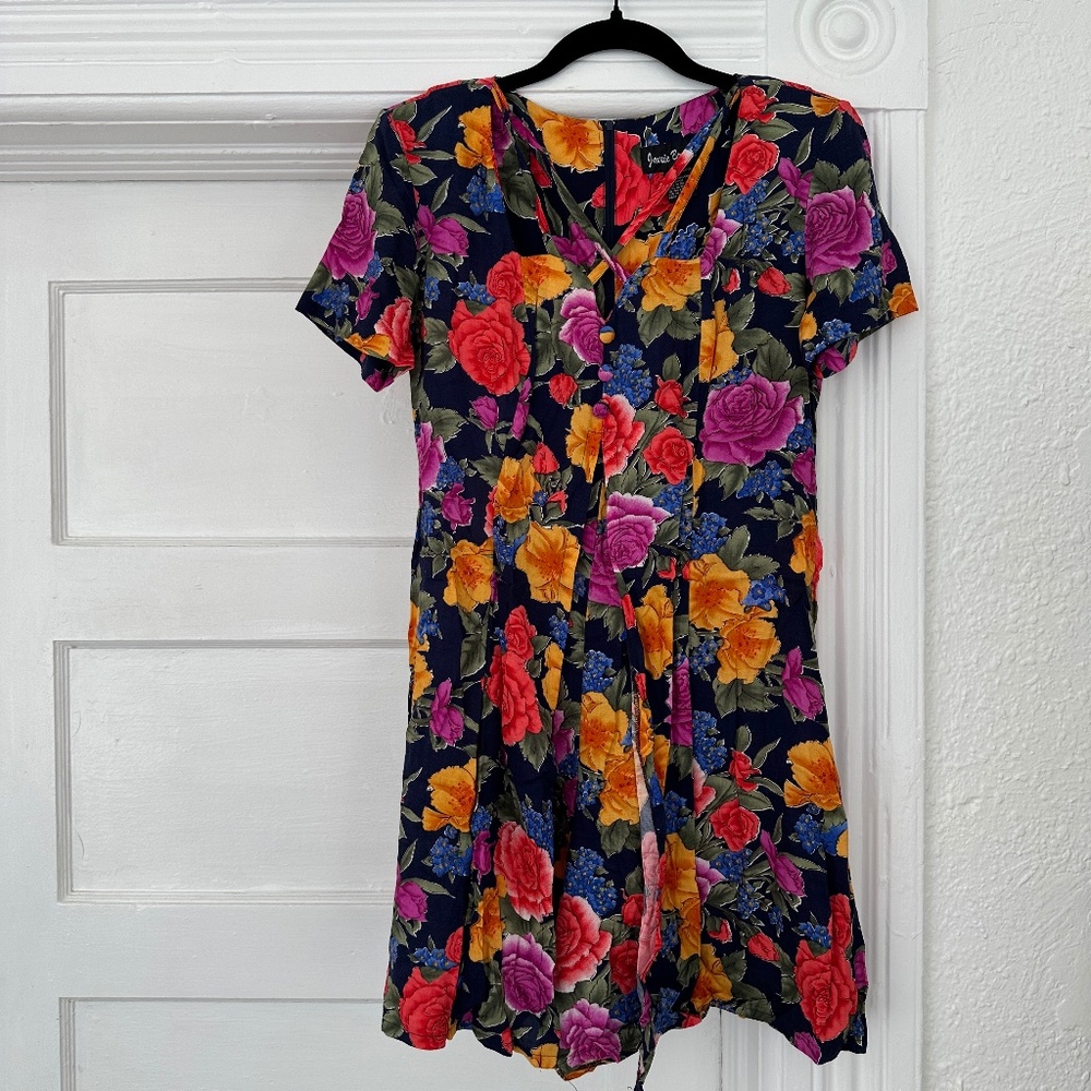 vintage jamie brook red purple floral criss cross strap romper